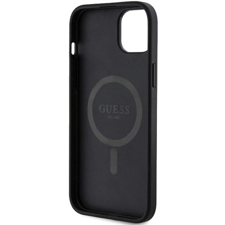 Etui Guess 4G Collection Leather Metal Logo MagSafe na iPhone 15 / 14 / 13 - czarne