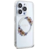 Etui Guess IML Flowers Wreatch MagSafe na iPhone 15 Pro - przezroczyste