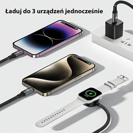 AWEI ZESTAW KABLI 3W1 USB-C DO LIGHTNING WATCH DO IPHONE APPLE 100W 10W
