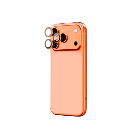 Szkło na obiektyw AMAZINGTHING AR Sapphire na iPhone 17 Pro / Pro Max - z pomarańczową ramką