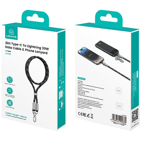 USAMS SMYCZ DO TELEFONU Z KABLEM USB-C DO LIGHTNING 1.2M DO IPHONE 11 12 13