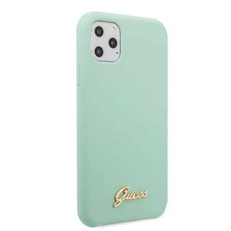 Guess GUHCN65LSLMGG iPhone 11 Pro Max zielony/green hard case Silicone Vintage Gold Logo