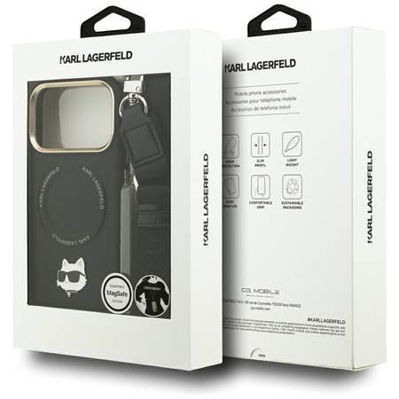 Etui Karl Lagerfeld Big Strap Choupette  Metal Logo MagSafe do iPhone 17 Pro Max czarny