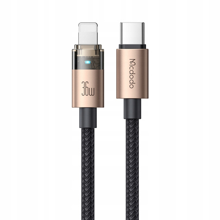 MCDODO KABEL USB-C SZYBKIE ŁADOWANIE DO IPHONE LIGHTNING 36W 1M LED ZŁOTY
