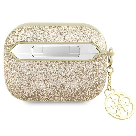 Etui Guess GUAP2GLGSHD na AirPods Pro 2 cover - złote Glitter Flake 4G Charm