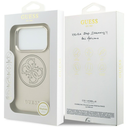 Etui Guess Perforated 4G MagSafe do      iPhone 17 Pro Max beżowy