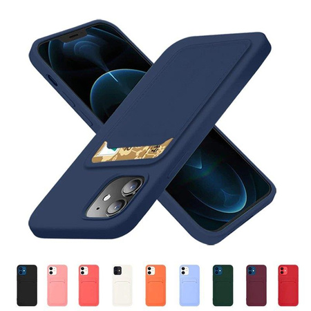 Card Case silikonowe etui portfel z kieszonką na kartę dokumenty do Samsung Galaxy A12 różowy