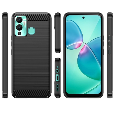 Carbon Case etui do Infinix Hot 12 Play NFC / Hot 12 Play elastyczny silikonowy karbonowy pokrowiec czarne