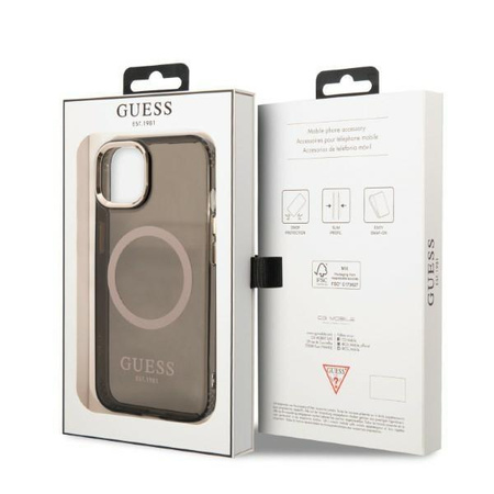 Guess GUHMP13MHTCMK iPhone 13 6,1" czarny/black hard case Gold Outline Translucent MagSafe