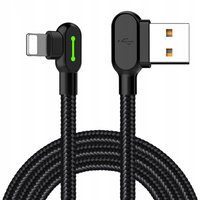 MCDODO KABEL KĄTOWY 90° LIGHTNING DWUSTRONNY DO IPHONE 11 12 13 14 LED 3M