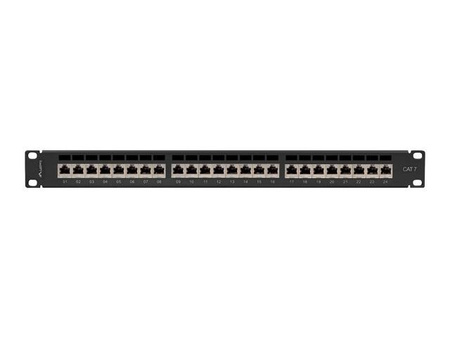 Patch panel Lanberg 24 port 1U kat.7 ekranowany czarny