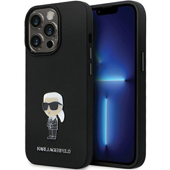Etui Karl Lagerfeld KLHCP14LSMHKNPK na iPhone 14 Pro - czarne Silicone Ikonik Metal Pin