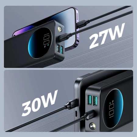 Powerbank Joyroom JR-PBF02 30W 20000mAh + kabel USB-A - USB-C 0.25m - czarny