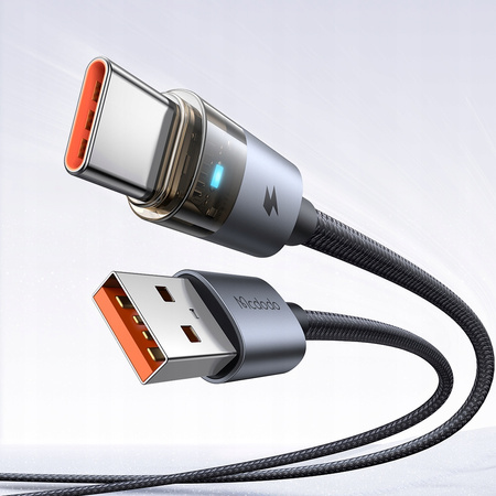 MCDODO KABEL USB-A USB-C SZYBKIE ŁADOWANIE USB TYP C 6A 100W 1M LED CZARNY