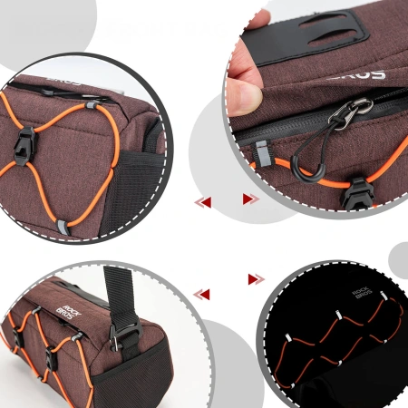 Torba rowerowa Rockbros 30110054003 na kierownicę 2,2L - brązowa