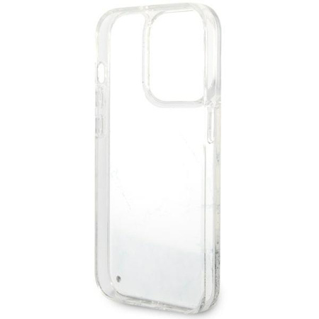 Etui Guess GUHCP14LLCSGSGH na iPhone 14 Pro - białe Liquid Glitter Marble