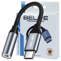 BELINE ADAPTER USB-C DO JACK 3,5MM DO SŁUCHAWEK ZAKOŃCZENIE WYSOKA JAKOŚĆ