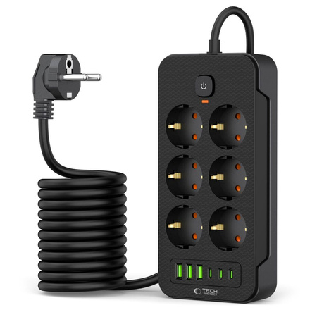 TECH-PROTECT LISTWA ZASILAJĄCA PC6X6 DO 3 USB 3 TYPE-C 6 GNIAZD 200CM
