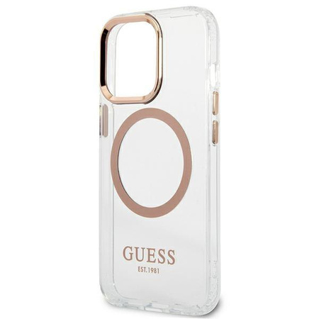 Etui Guess GUHMP13XHTRMD na iPhone 13 Pro Max - złote Metal Outline Magsafe