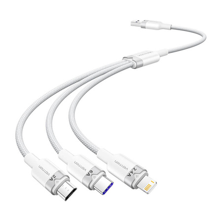 VENTION KABEL 3W1 USB A DO MICRO USB DO LIGHTNING DO ŁADOWANIA TELEFONÓW 6A