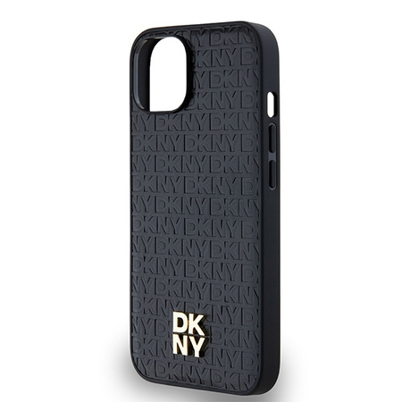DKNY ETUI HARDCASE DO IPHONE 14 15 13 LEATHER MONOGRAM METAL LOGO