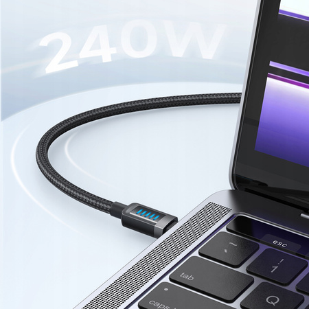 MCDODO KABEL USB-C USB-C SZYBKIE ŁADOWANIE USB TYP C PD 240W 1M LED CZARNY