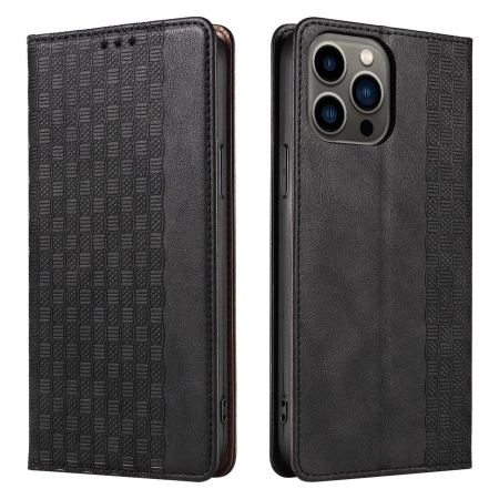 Magnet Strap Case etui do iPhone 13 Pro Max pokrowiec portfel + mini smycz zawieszka czarny