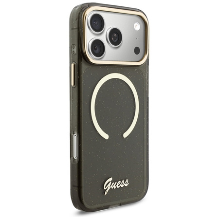 Etui Guess IML Glitters Script Strap     MagSafe do iPhone 17 Pro Max czarny