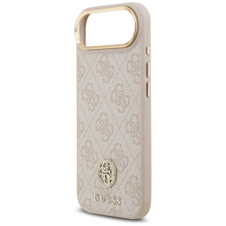 Etui Guess 4G Strass Logo & Big Strap Metal Buttons MagSafe na iPhone Air - różowe