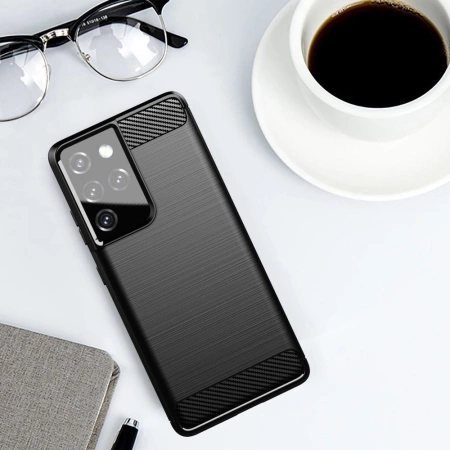 HURTEL ETUI CASE POKROWIEC CARBON DO SAMSUNG GALAXY S21 ULTRA 5G ELASTYCZNE