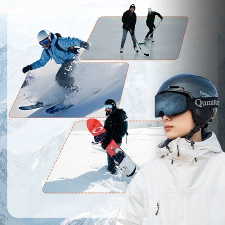 Kask narciarski Qunature 10130003003 z nausznikami snowboard rozmiar L - czarny