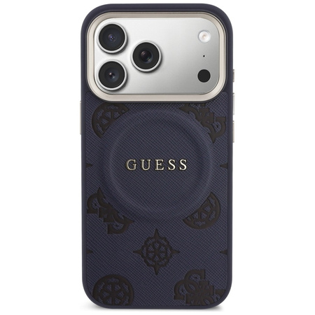 Etui Guess Peony Hot Stamp MagSafe do    iPhone 17 Pro niebieski