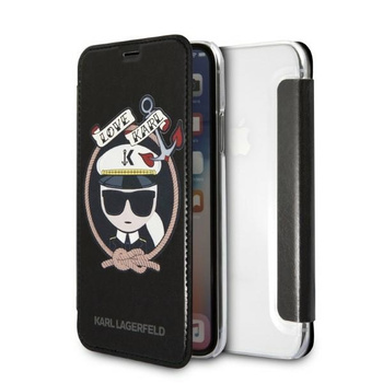 KARL LAGERFELD KLFLBKPXKSB ETUI DO IPHONE X XS Z DESIGNEM SIGNATURE GLITTER