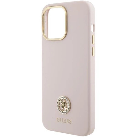 Etui Guess Silicone Logo Strass 4G do iPhone 15 Pro Max - różowe
