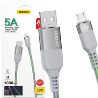 Dudao świecący podświetlany kabel LED USB - micro USB 5 A 1 m szary (L9XM)