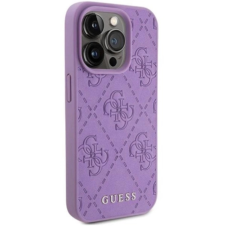 Etui Guess Leather 4G Stamped na iPhone 15 Pro Max - fioletowe