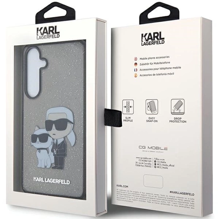 Etui Karl Lagerfeld Glitter Karl&Choupette na Samsung Galaxy S24+ - czarne