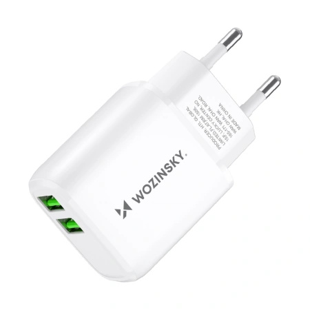 WOZINSKY ŁADOWARKA 2X USB-A 2,4A DO TELEFONÓW I URZĄDZEŃ BIAŁA KOMPAKTOWA