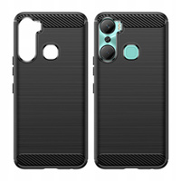 Carbon Case etui do Infinix Hot 12 Pro elastyczny silikonowy karbonowy pokrowiec czarne