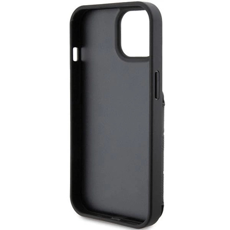 Etui Karl Lagerfeld Saffiano Cardslots and Stand Monogram Ikonik Patch do iPhone 15 - czarne