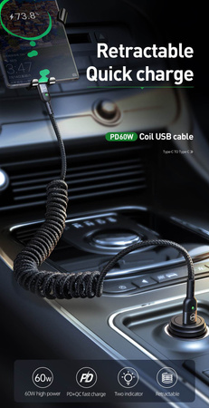 Mcdodo Omega Phone Cable Spring Fast LED USB Type-C PD 1.8m Black