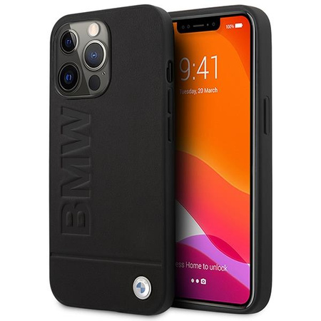 Etui BMW BMHMP14XSLLBK na iPhone 14 Pro Max - czarne Signature Logo Imprint Magsafe