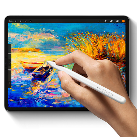 Baseus Smooth Writing Active Stylus rysik ze wskaźnikiem LED do iPad biały + kabel zasilający USB-C 3A 0.3m i wymienna końcówka Active (SXBC000202)