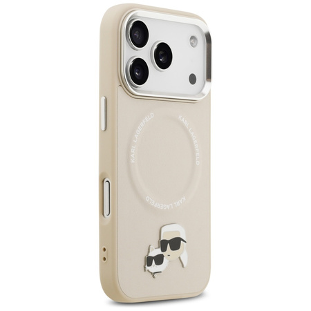 Etui Karl Lagerfeld Karl & Choupette     Pins MagSafe do iPhone 17 Pro beżowy