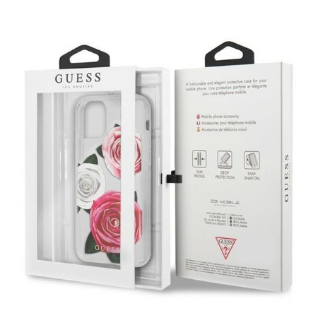 Etui Guess GUHCN58ROSTRT na iPhone 11 Pro - przezroczyste hardcase Flower Desire Pink & White Rose