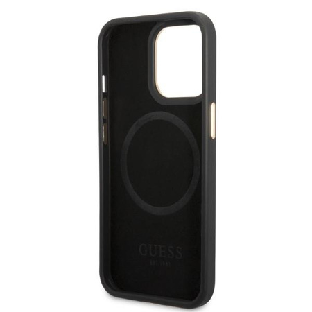 Guess GUHMP13LSAPSTK iPhone 13 Pro / 13 6,1" czarny/black hardcase Peony Logo Plate MagSafe