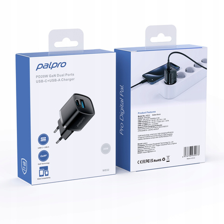 PALPRO SZYBKA ŁADOWARKA DO TELEFONU 2X USB-C USB-A KOSTKA DO ŁADOWARKI 20W