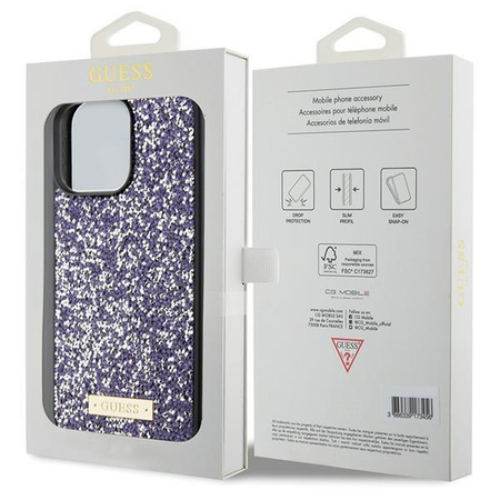 Etui Guess Rhinestone Metal Logo na iPhone 15 Pro - różowe