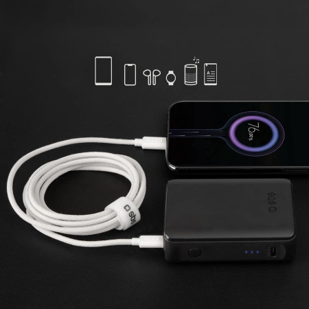 SBS KABEL USB-C DO USB-C 1,5M DO TELEFONÓW Z OPLOCHEM 60W SZYBKIE ŁADOWANIE