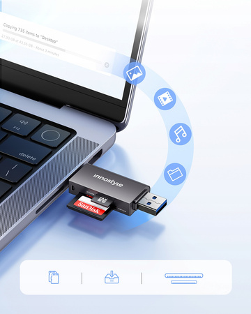 INNOSTYLE CZYTNIK KART SD USB-C USB DO TELEFONU LAPTOPA MICRO SD TF
